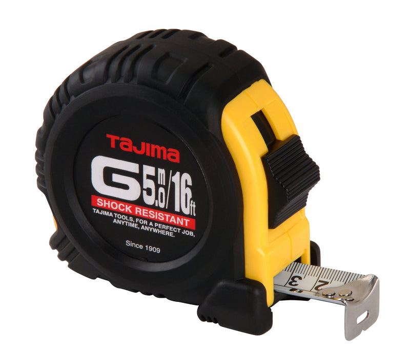 [Australia - AusPower] - TAJIMA Tape Measure - 16 ft / 5m x 1 inch G-Series Measuring Tape with Dual Metric/Standard Scale & Acrylic Coated Blade - G-16/5MBW 4.9 m 