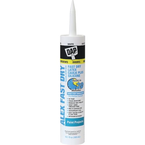 DAP Alex Fast Dry Acrylic Latex Plus Silicone Caulk, 10.1-ounce 12-pack tubes