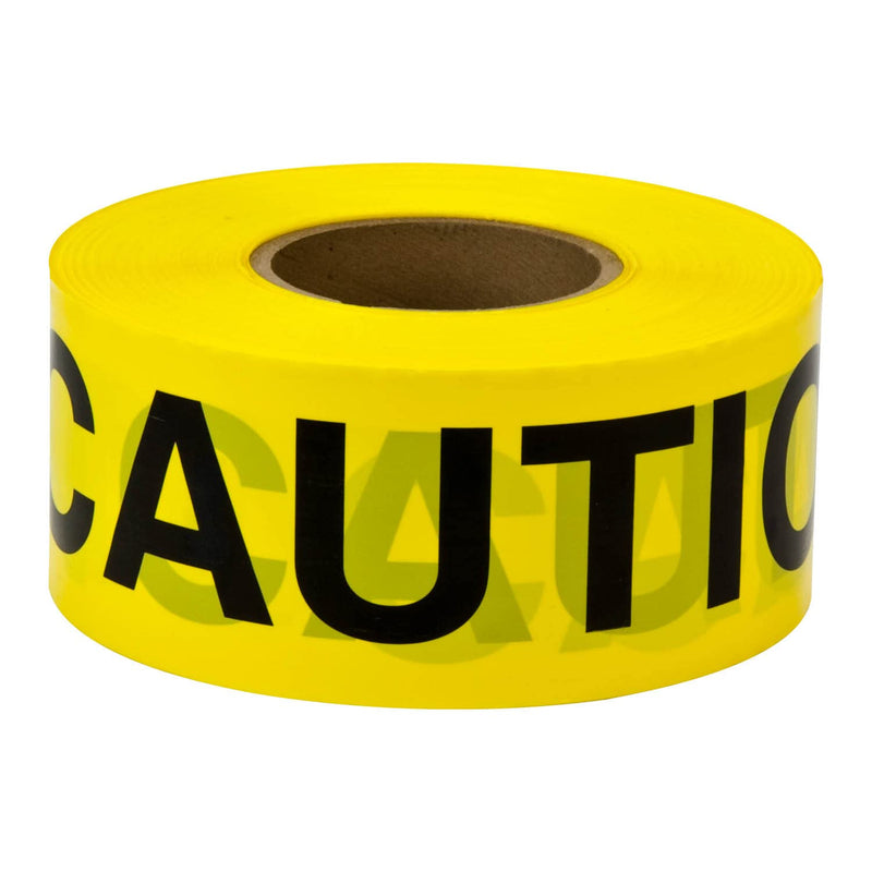 3M Scotch Barricade Tape 301, with "CAUTION" text, 3 in x 300 ft, Yellow, Pack of 1 Roll 300 Foot Length