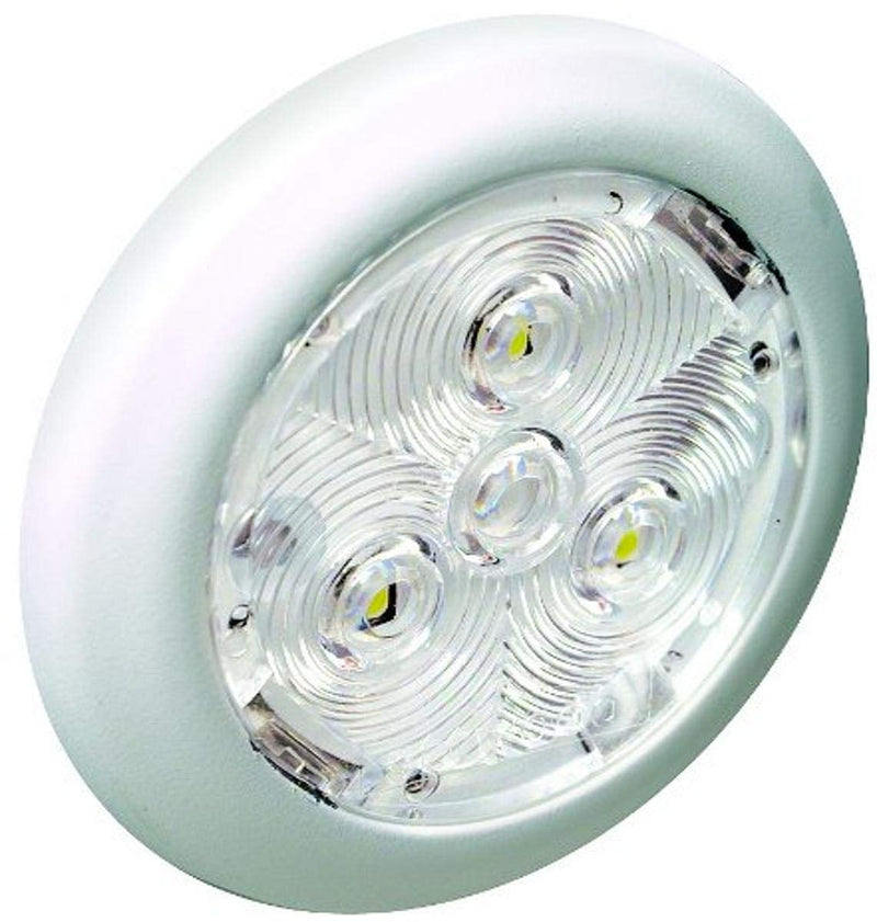 Attwood LED Round Interior and Exterior Light White Plastic Bezel Blue