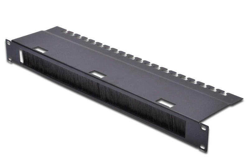 DIGITUS Cable Management Panel, Black | Cable outlet HxW: 30x400 mm - For network cabinets & network cables - Black