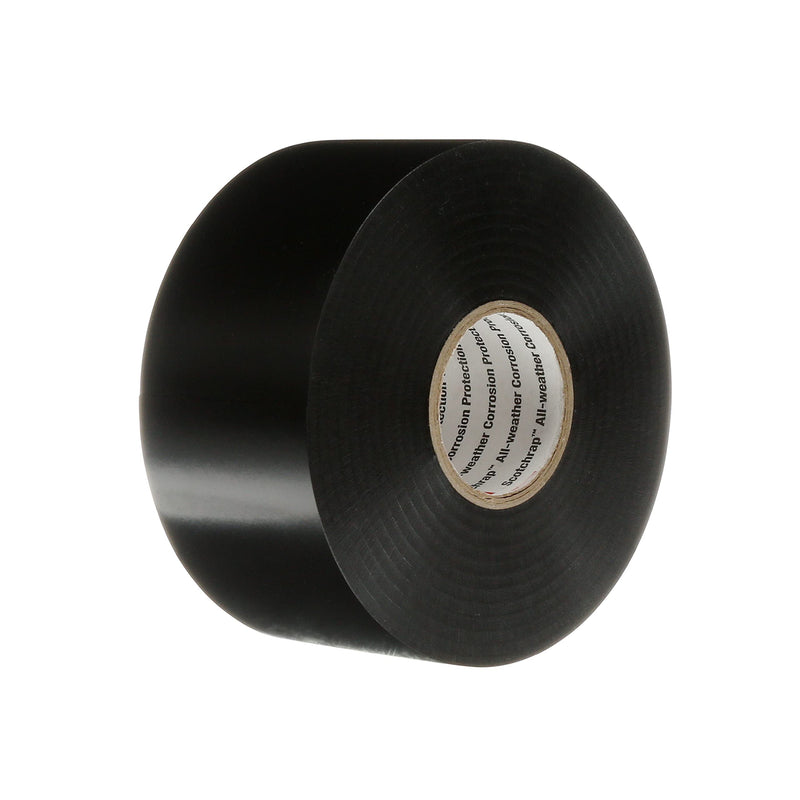 3M Scotchrap Vinyl Corrosion Protection Tape 50, 2 in x 100 ft, Black PVC, 10 mil Thick, Premium Grade, Printed, Excellent Tacking, High Conformability, Pressure Sensitive Rubber Adhesive, 1 Roll