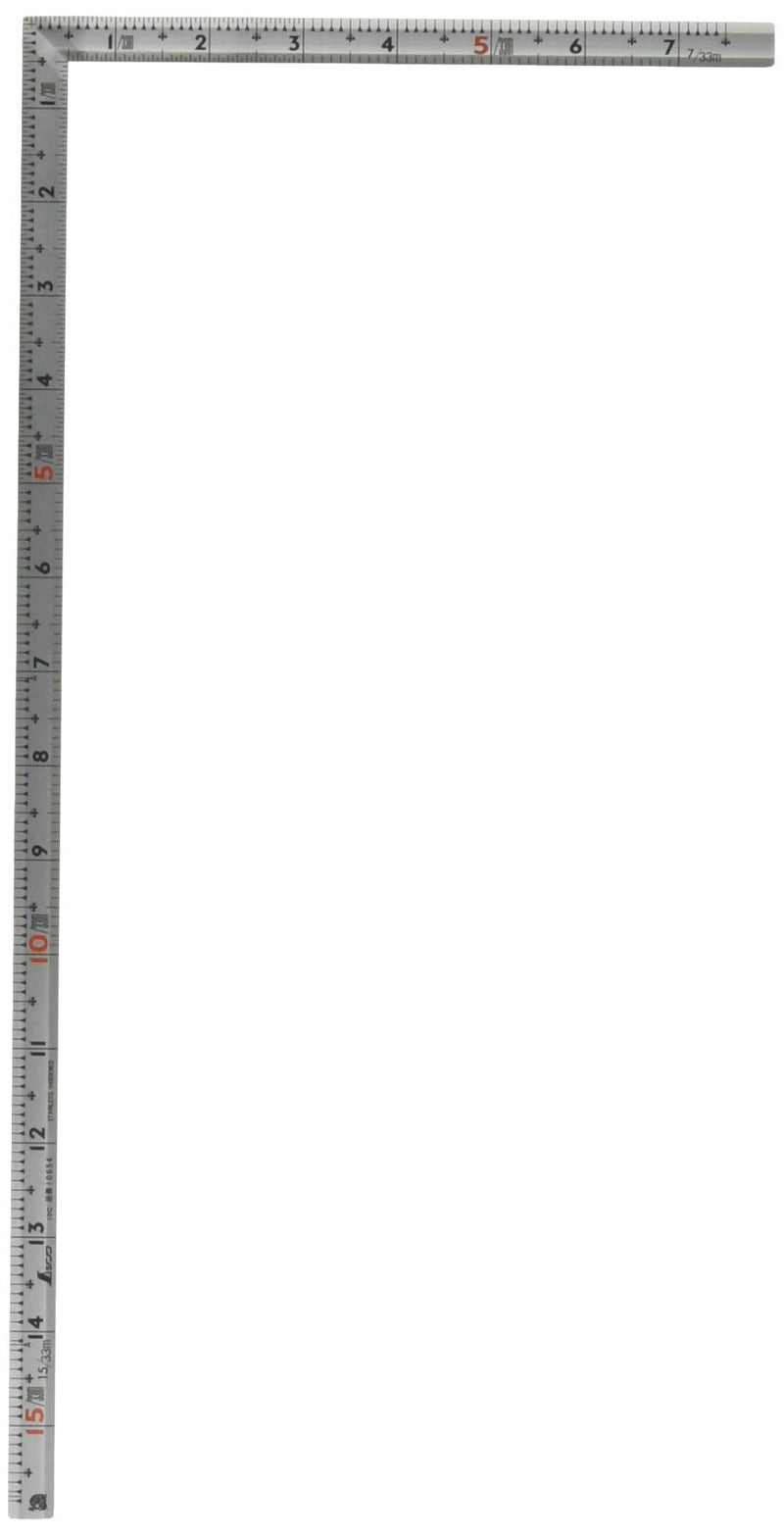 [Australia - AusPower] - Shinwa Sokutei 10654 Curb Scale, Same Thickness, Square 1.5 Inches, Masterpiece, Red Numerals, Silver 1尺5寸 