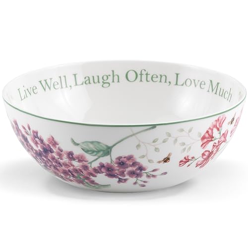 Lenox Butterfly Meadow "Live Well, Laugh Often, Love Much" Serving Bowl, White - Serving Bowl, Sentiment