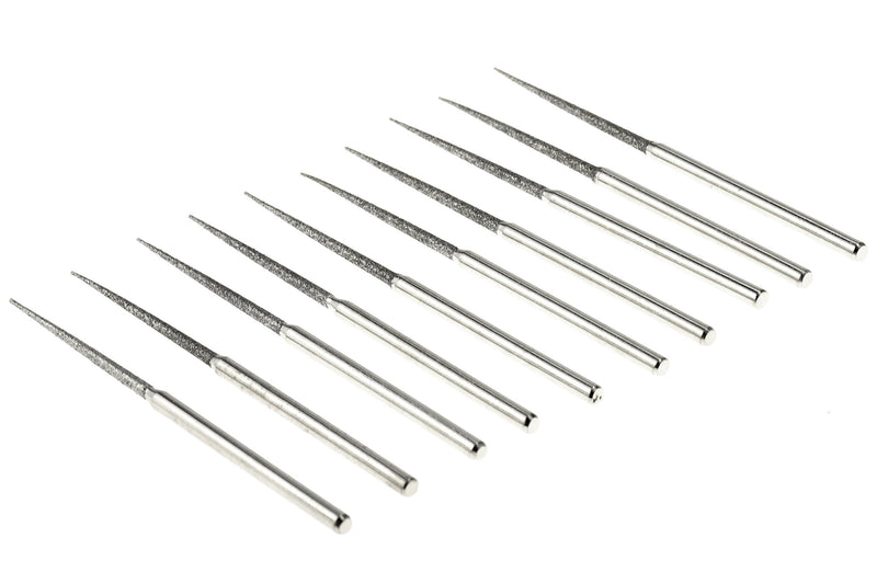[Australia - AusPower] - SE 10-Piece Diamond-Coated Tapered Bead Reamer Set - 2-¾ Inch Length, ?-Inch Shank, Compatible with Rotary Tools - Ideal for Jewelry Making, Crafts, and More - DF83611 