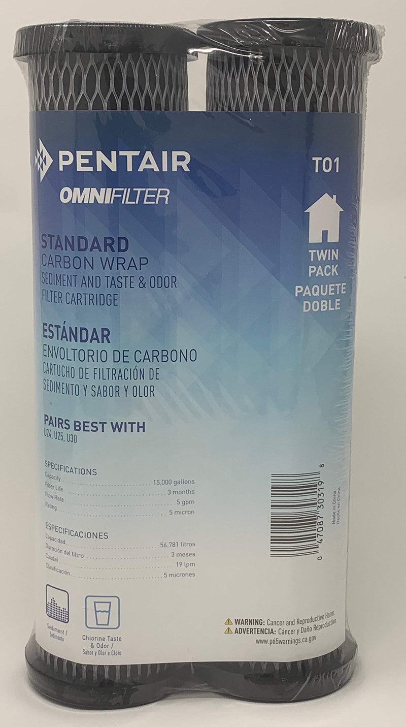 OMNIFilter 2-Pack Whole House Replacement Under Sink Water Filter Carbon Wrapped Cartridge (TO1-DS12-05) Reduces Chlorine Taste Odor Sediment