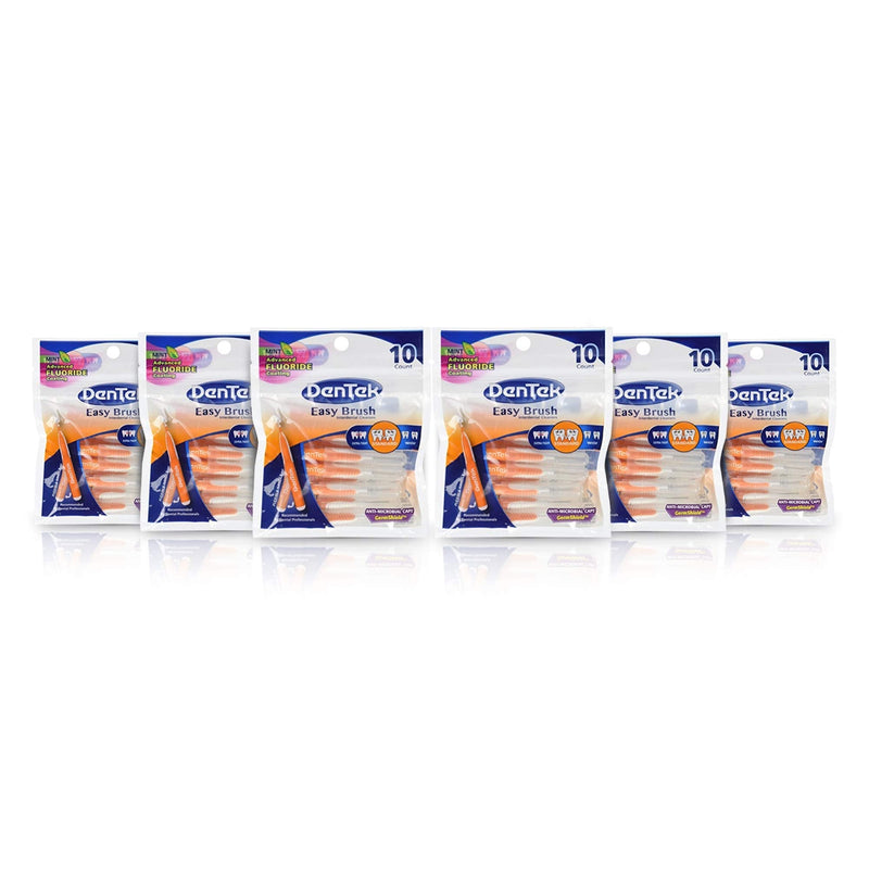 [Australia - AusPower] - DenTek Easy Brush Interdental Cleaners | Brushes Between Teeth | Standard | Mint Flavor | 10 Count (Pack of 6) 10 Count (Pack of 6) 