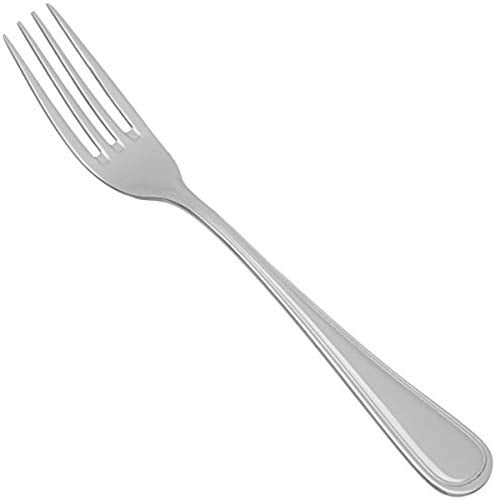 Set of 12 Winco 9-inch stainless steel Shangarila dinner forks with polished finish for restaurant or home use.