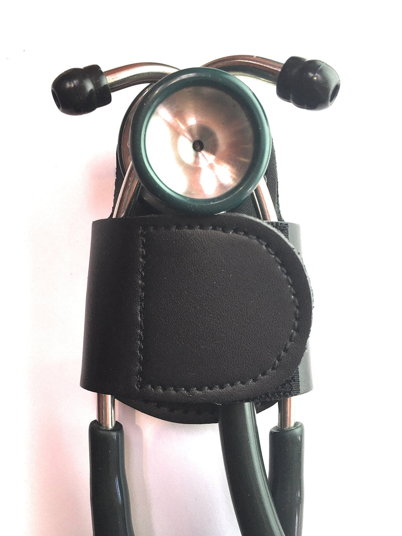 [Australia - AusPower] - The BATCLIP (black) - Premium leather handmade clip-on stethoscope hip holder; no more neck carrying, loss, or misplacement. Proudly carry your high-end stethoscope with taste and style. Black 