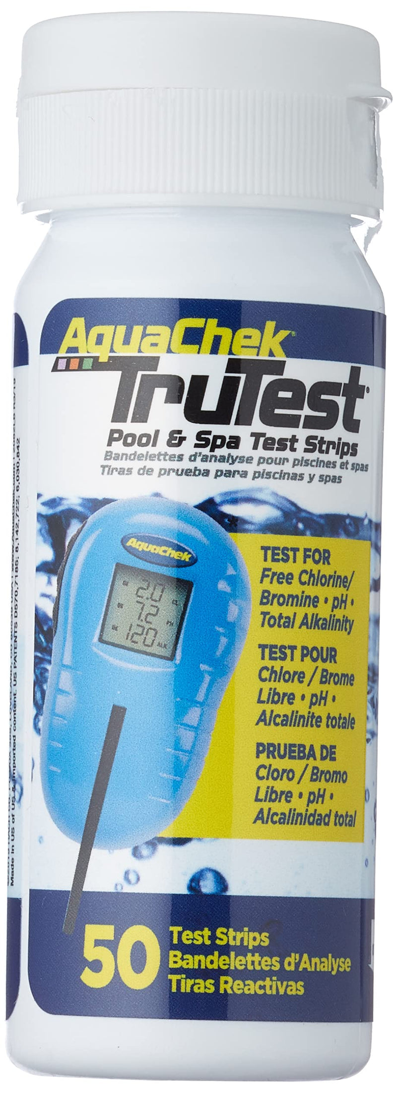 AquaChek TruTest Refill Test Strips - Digital Test Strip Reader Refill Strips - for Pool and Spa Water Testing - for Free Bromine, Free Chlorine, pH, and Total Alkalinity - 50 Strips 1-Pack