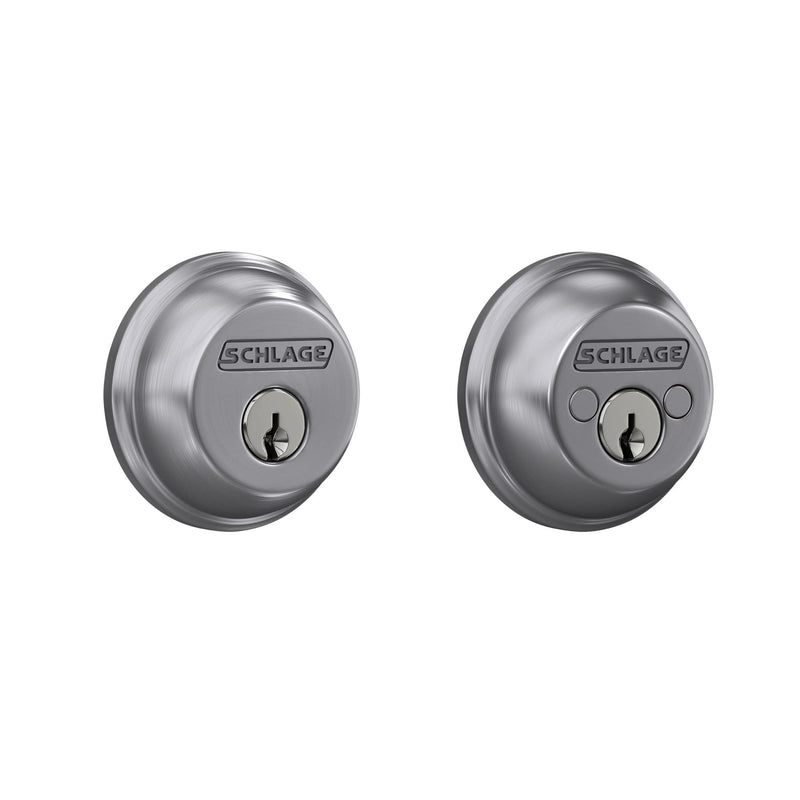 Schlage B62 N 626 Deadbolt, Keyed 2 Sides, Highest Residential Security, Satin Chrome
