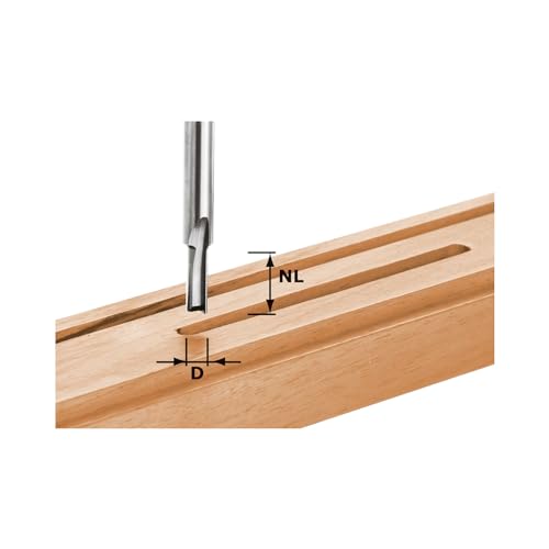 Festool Slot Mill HW S8 D7/17 Solid Carbide End Mill 7 mm | Shank 8 mm, cutting length 17 mm, total length 55 mm - precise groove cutter for professional use