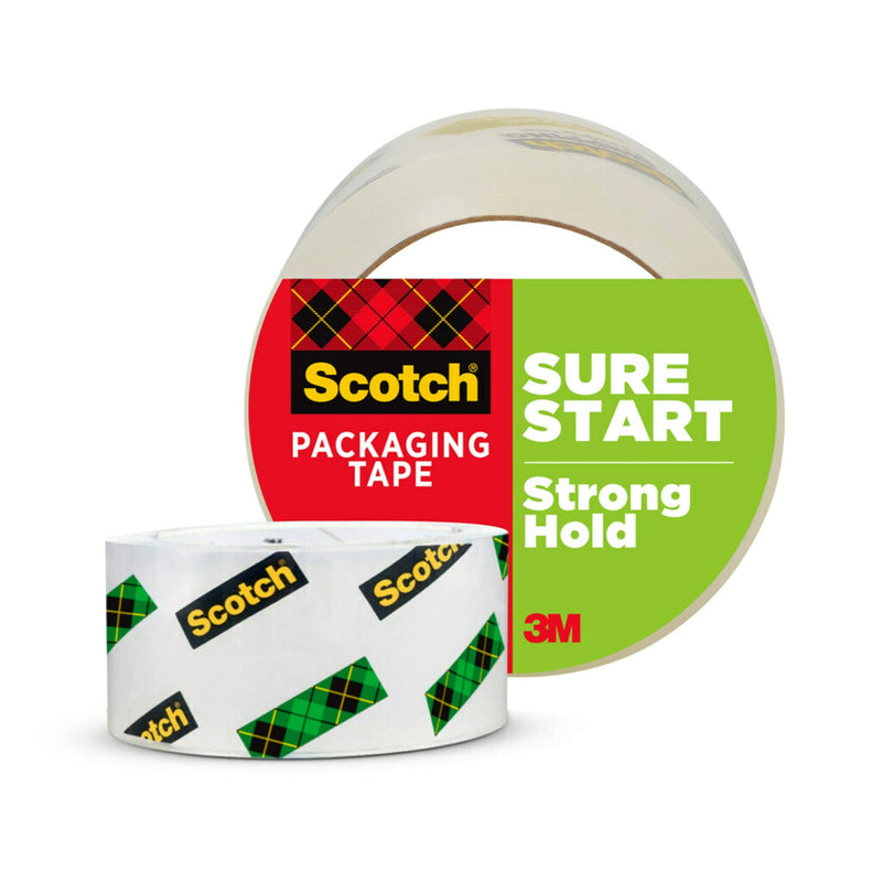 Scotch Sure Start Packing Tape, Clear, Quiet Unwind and Easy Start, Moving Supplies, 1.88 in. x 54.6 yd., 1 Tape Roll 1 Roll