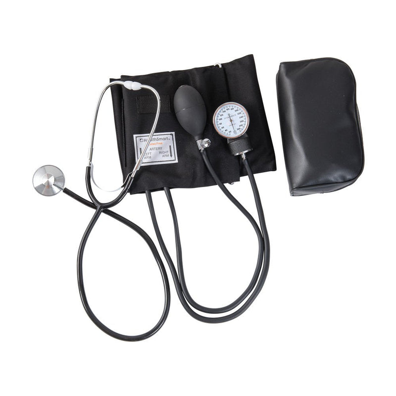 [Australia - AusPower] - MABIS Professional Aneroid Sphygmomanometer Blood Pressure Gauge, Stethoscope and Blood Pressure Cuff, With Carrying Case, Adult Large Cuff, Black 