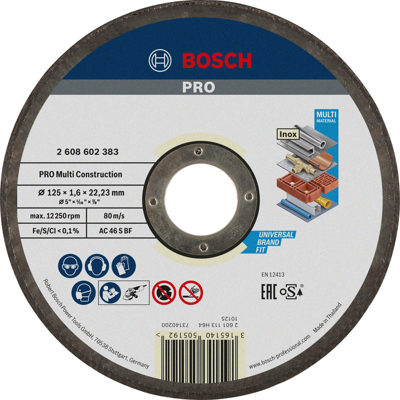 Bosch 2608602383 Rapido Multi Construction Straight Cutting disc 1.6 mm Diameter: 125 mm