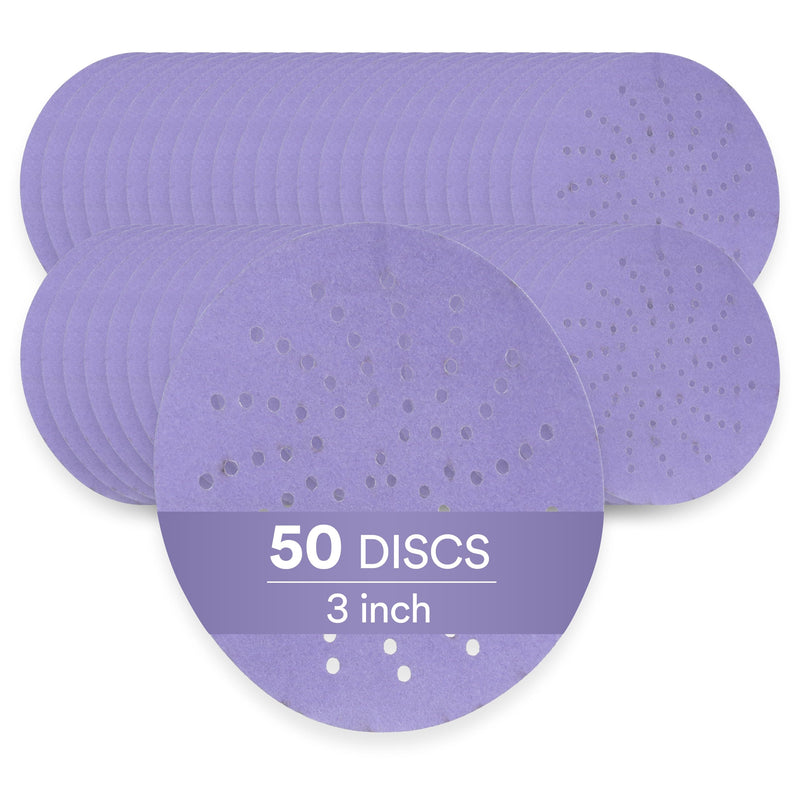 3M Cubitron II Hookit Purple Clean Sanding Abrasive Disc, 31466, 3 in, 600+ Grade, Pack of 50 Discs, Virtually Dust-Free, High Performance, Long Lasting, Multi-Hole Pattern, for Automotive Sanding 600.0 Fine 1