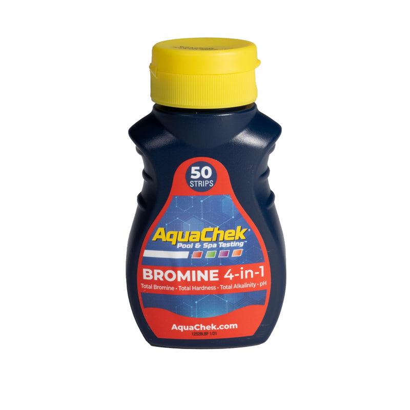 AquaChek Red 4-Way Spa Test Strips - 50 Bromine Test Strips - Hot Tub Water Test Strips for pH, Bromine, Total Alkalinity, and Total Hardness - Made in The USA