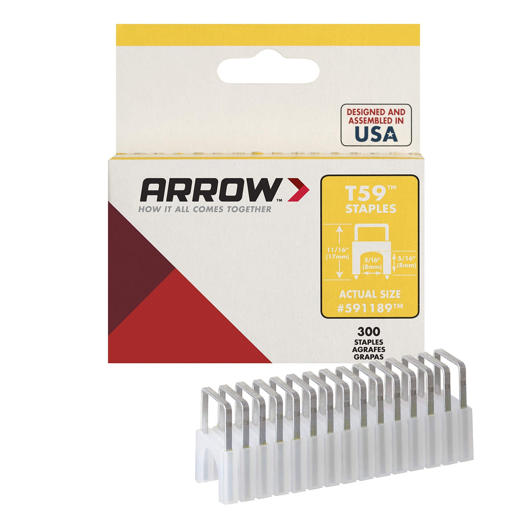 Arrow Fastener 591189SS Genuine T59 Stainless 5/16-Inch by 5/16-Inch Staples, Clear, 300-Pack