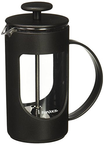 BonJour Coffee Unbreakable Plastic French Press, 12.7-Ounce, Ami-Matin, Black 3-Cup/12.7 Ounce