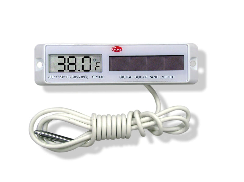 [Australia - AusPower] - Cooper-Atkins SP160-01-8 Digital Panel Thermometer with White Rectangular Solar Powered, -58/158° F Temperature Range 