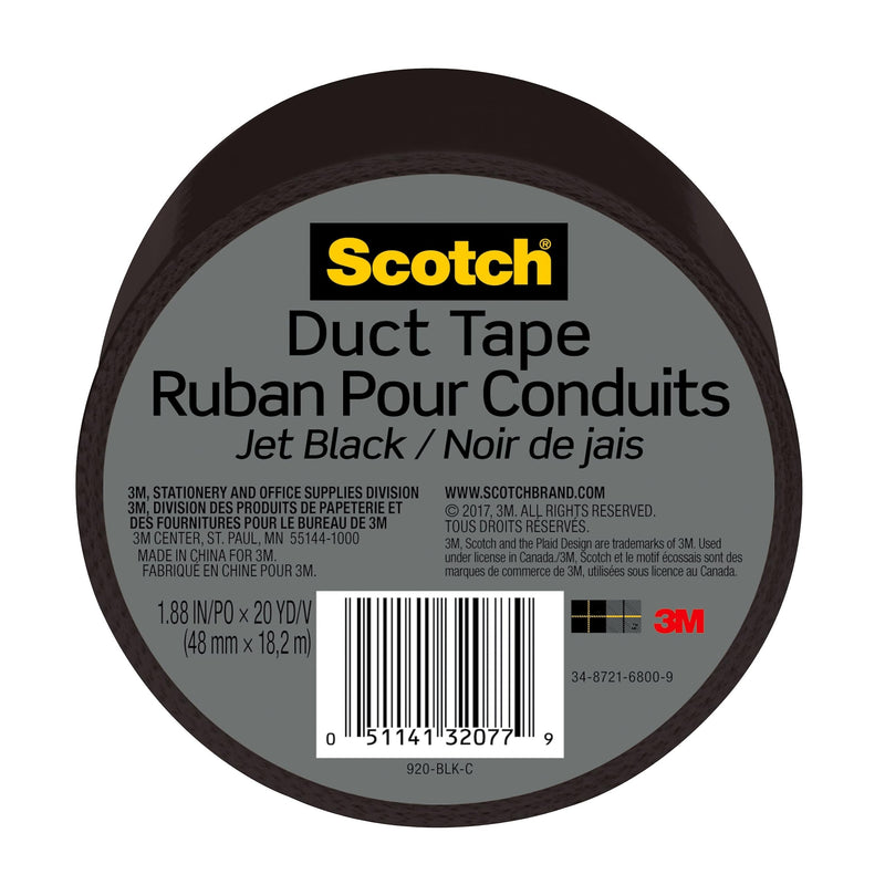 [Australia - AusPower] - Scotch Duct Tape, 1.88 in x 20 yd, Jet Black, 1 Roll (920-BLK-C) 20 yd x 1.88"(Pack of 1) 