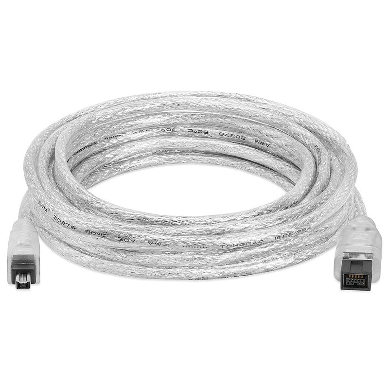 [Australia - AusPower] - Cmple - 15FT Bilingual FireWire 800/Firewire 400 Cable - IEEE 1394 High Speed Firewire 9 Pin to 4 Pin Cable for MacBook Clear 
