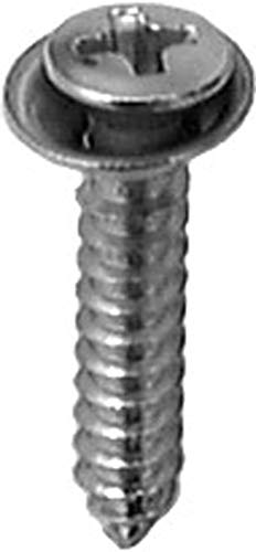 Clipsandfasteners #8 x 7/8-inch Phillips oval head sheet metal screw with flush washer, chrome finish