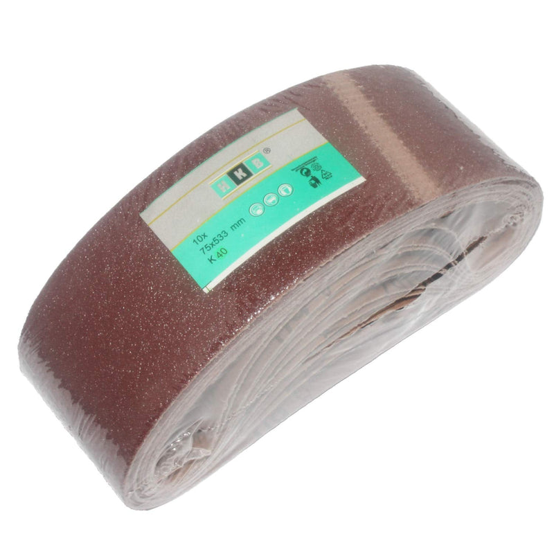 Sandpaper Belt Sander 75 x 533 mm Sanding Belts K40 Sanding Belt Pack of 10 | Sanding belts