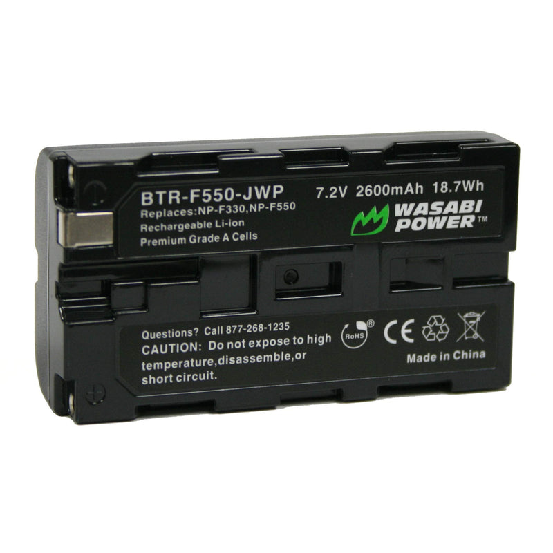 [Australia - AusPower] - Wasabi Power Battery for Sony NP-F330, NP-F530, NP-F550, NP-F570 (2600mAh, L Series) & CN-160, CN-216, CN-126 Series, Atomos Ninja V, Shinobi, Shogun 7, BMPCC 6K Pro and More 