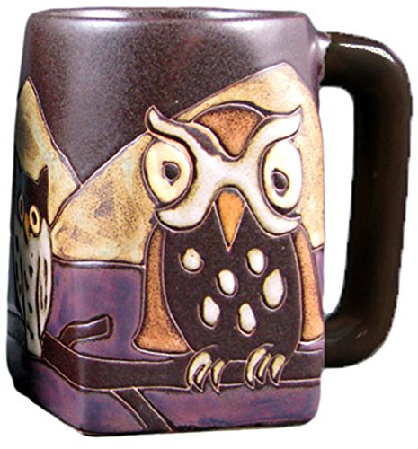 One (1) MARA STONEWARE COLLECTION - 12 Oz Coffee Cup Collectible Square Bottom Dinner Mugs - Night Owl