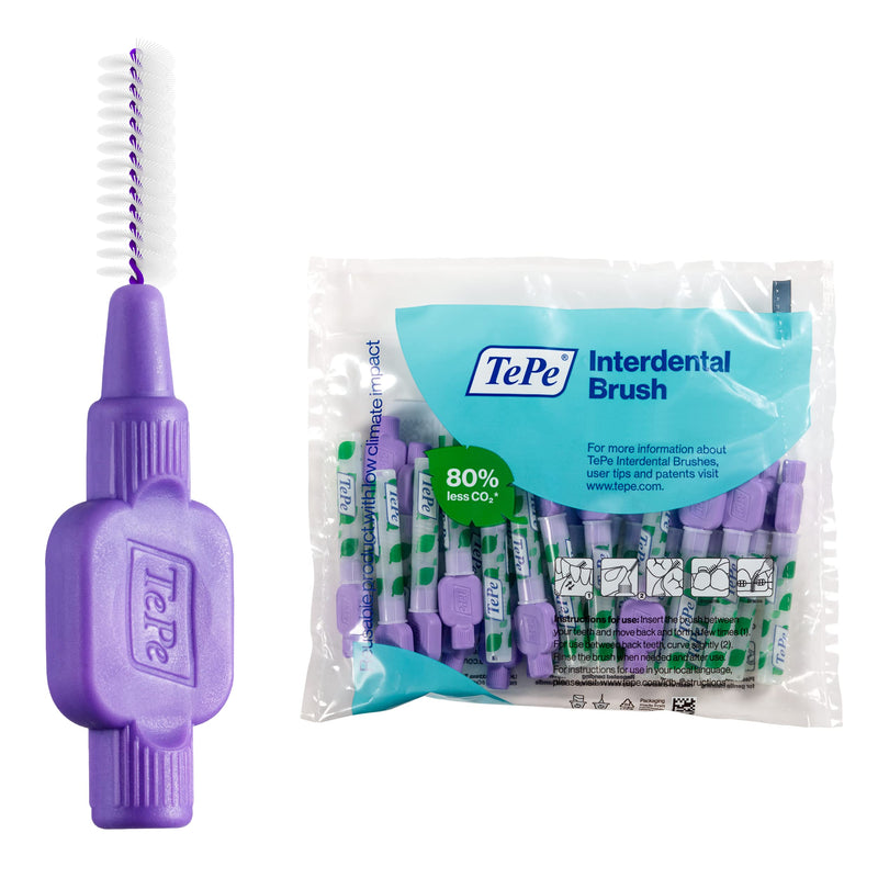 [Australia - AusPower] - TEPE Interdental Brush Original, Soft Dental Brush for Teeth Cleaning, Pack of 25, 1.1 mm, Large Gaps, Purple, Size 6 