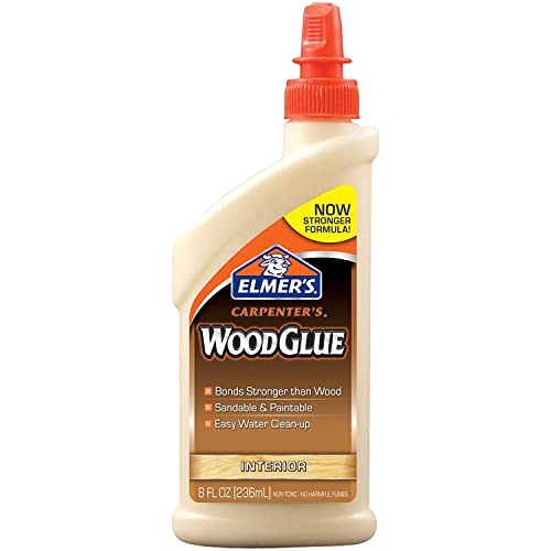 Elmer's E7010 Carpenter's Wood Glue, 8-ounce tan bottle for interior woodworking projects