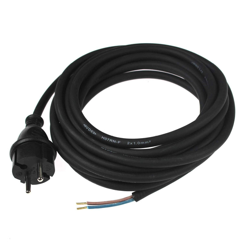 as - Schwabe Drill Connection Cable - 5 m Rubber Connection Cable H05RN-F 2 x 1.0 mm – Contour Plug with Cable – Adaptor Cable with Ferrules – for Construction Sites and Commercial Use – IP44 – Black I 70530 5.00 m