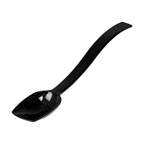Thunder Group PLBS010BK 10-inch buffet serving spoon with 3/4 oz. capacity, black handle, ideal for serving food at buffets.