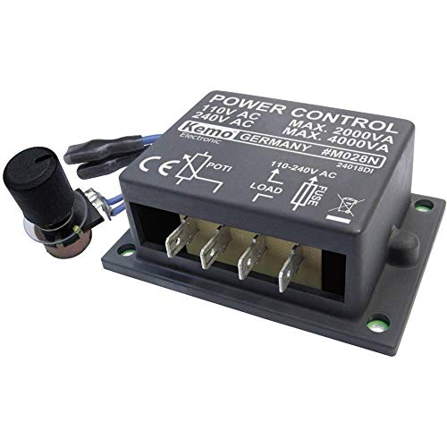 Kemo M028N Power Regulator 110 - 240 V/AC, 4000 VA. Control of ohmic and inductive loads eg motors, heaters if they can be controlled in phase control Single