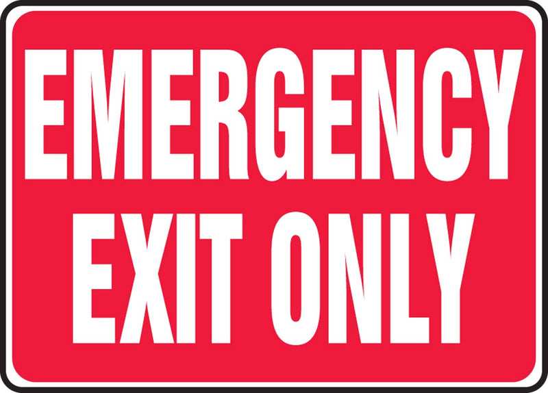 Accuform MEXT441VA Aluminum Safety Sign, Legend "Emergency EXIT ONLY", 10" Length x 14" Width, White on Red 10" x 14"