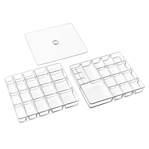 iDesign Linus Plastic BPA-Free Fashion Jewelry Vanity and Drawer Organizer, Tray for Rings, Earrings, Bracelets, Necklaces, 8.75" x 7.75" x 2.75", Set of 3, Clear 2 Piece