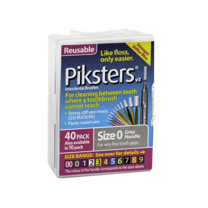 [Australia - AusPower] - Piksters Interdental Brushes (40 Pack, Size 0 (Grey)) Size 0 (Grey) 