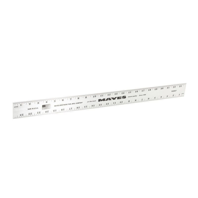 Mayes 10207 24 Inch Straight Edge Aluminum Ruler, Heavy Duty 24 Inch Ruler with Standard Measurements, Extra Thick Precision Straight Edge, Made in USA Silver