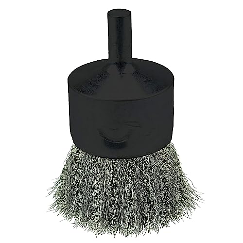 Weiler 10022 1-inch crimped wire end brush with stainless steel fill, flat end brush