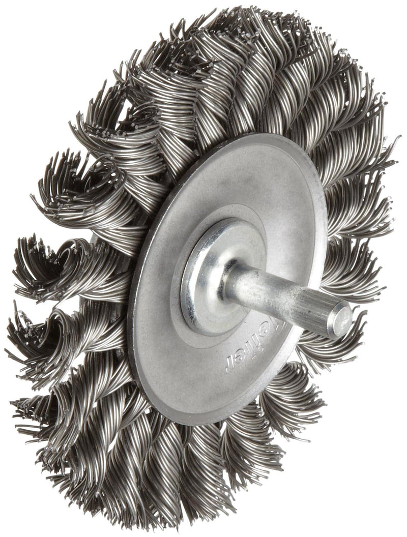 Weiler 17682 3-1/4" Stem-Mounted Knot Wire Wheel, .020" Steel Fill, 1/4" Stem, Made in the USA 0.020" Wire Size Pack of 1