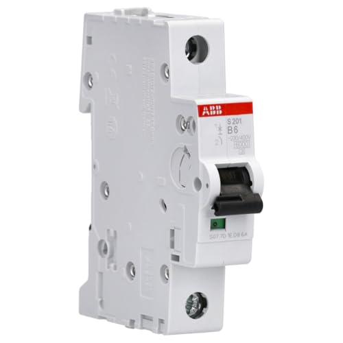 Heitronic 43650 ABB circuit-breaker 1-pole 6A B-characteristics DIN VDE 0641 | B-characteristic fuse for DIN rail mounting, switching capacity 6 kA professional screw terminal 2CDS251001R0065