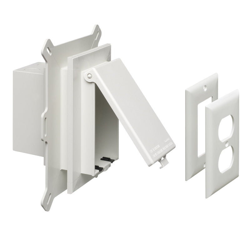 [Australia - AusPower] - Arlington DBVS1W-1 Low Profile IN BOX Recessed Outlet Box Wall Plate Kit for New Vinyl Siding Construction, Vertical, 1-Gang, White Vertical; 1-Gang 