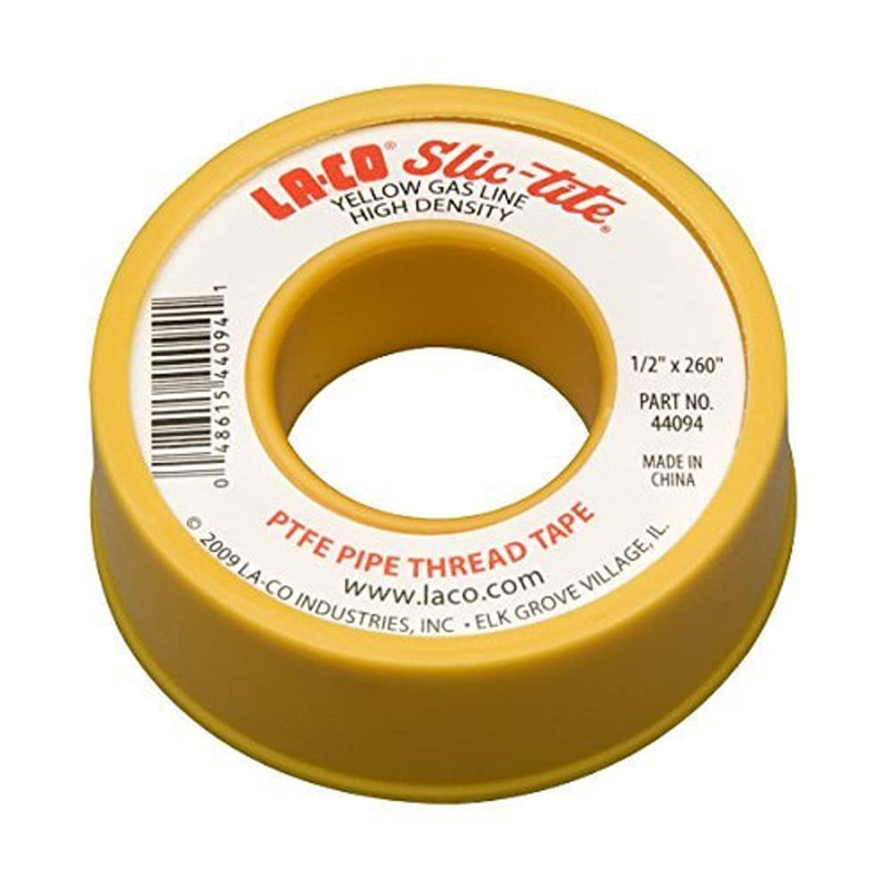 [Australia - AusPower] - LA-CO 44094 Slic-Tite PTFE Gas Line Pipe Thread Tape, Premium Grade, [260" Length, 1/2" Wide], Yellow 260 Inch (Pack of 1) 