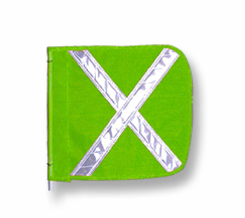 [Australia - AusPower] - Flagstaff FS9 White Safety Flag with Reflective X, 16" Overall Length, 16" Overall Width, Green (Pack of 1) 16 Inches 16" L X 16" W 