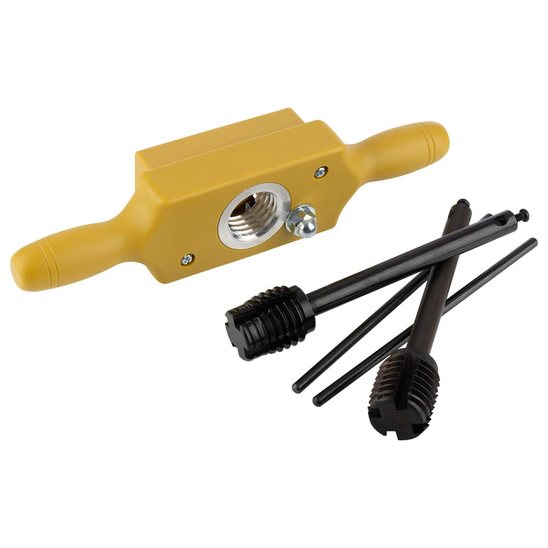 Tap and Die Set - 1 Inch Jig Dowel Thread Tap Kit Cuts Male and Female Wooden Threads with Two-Handed Thread Box, Bottoming Tap, Steel Cutters and Aluminum Wear Fittings by Kings County Tools 1 In.