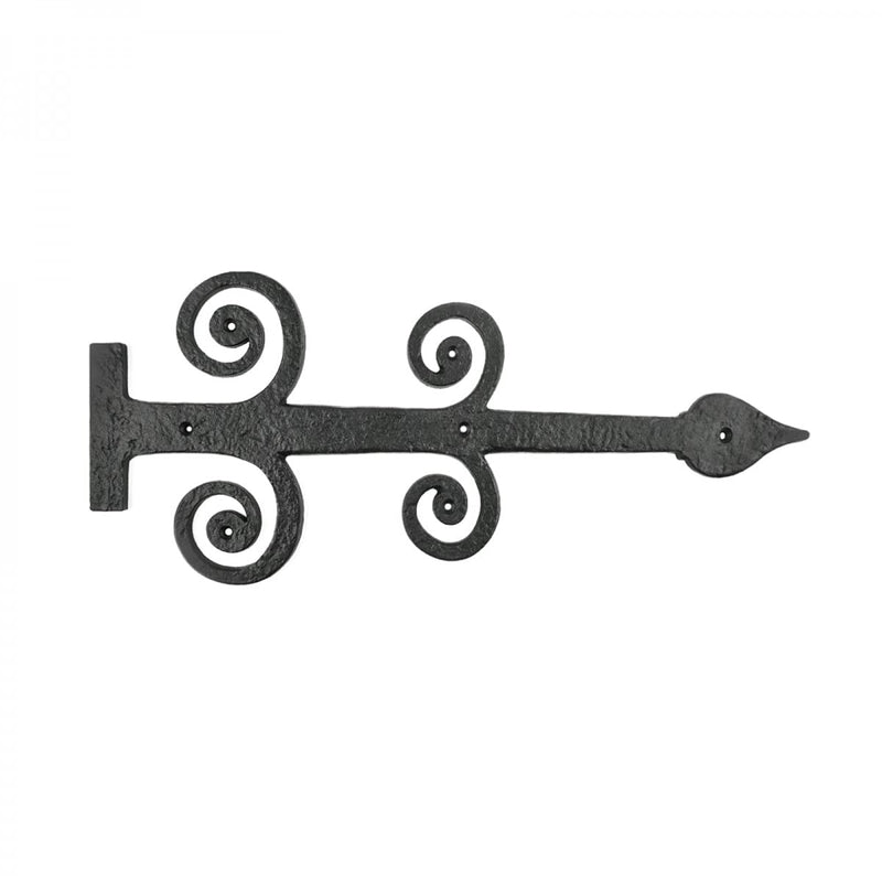 Renovators Supply Manufacturing Black Wrought Iron Garage Door Decorative Hardware 16 in Rust Resistant Spade Styled Rustic Dummy Strap Hinge with Mounting Hardware Pack of 1