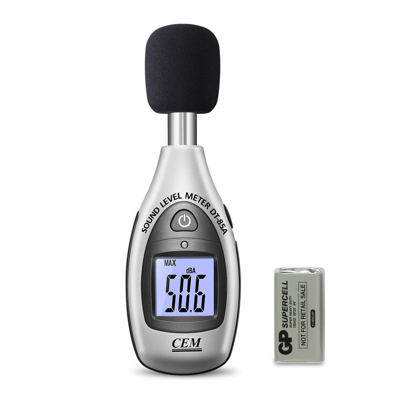 [Australia - AusPower] - Decibel Meter, CEM Digital Sound Level Meter 30 – 130 dB,31.5-8KHz,Audio Noise Measure Device Backlight MAX/MIN, Data Hold Auto Power Off Dual Ranges A Weighted for Home Factories DT-85A db Meter 