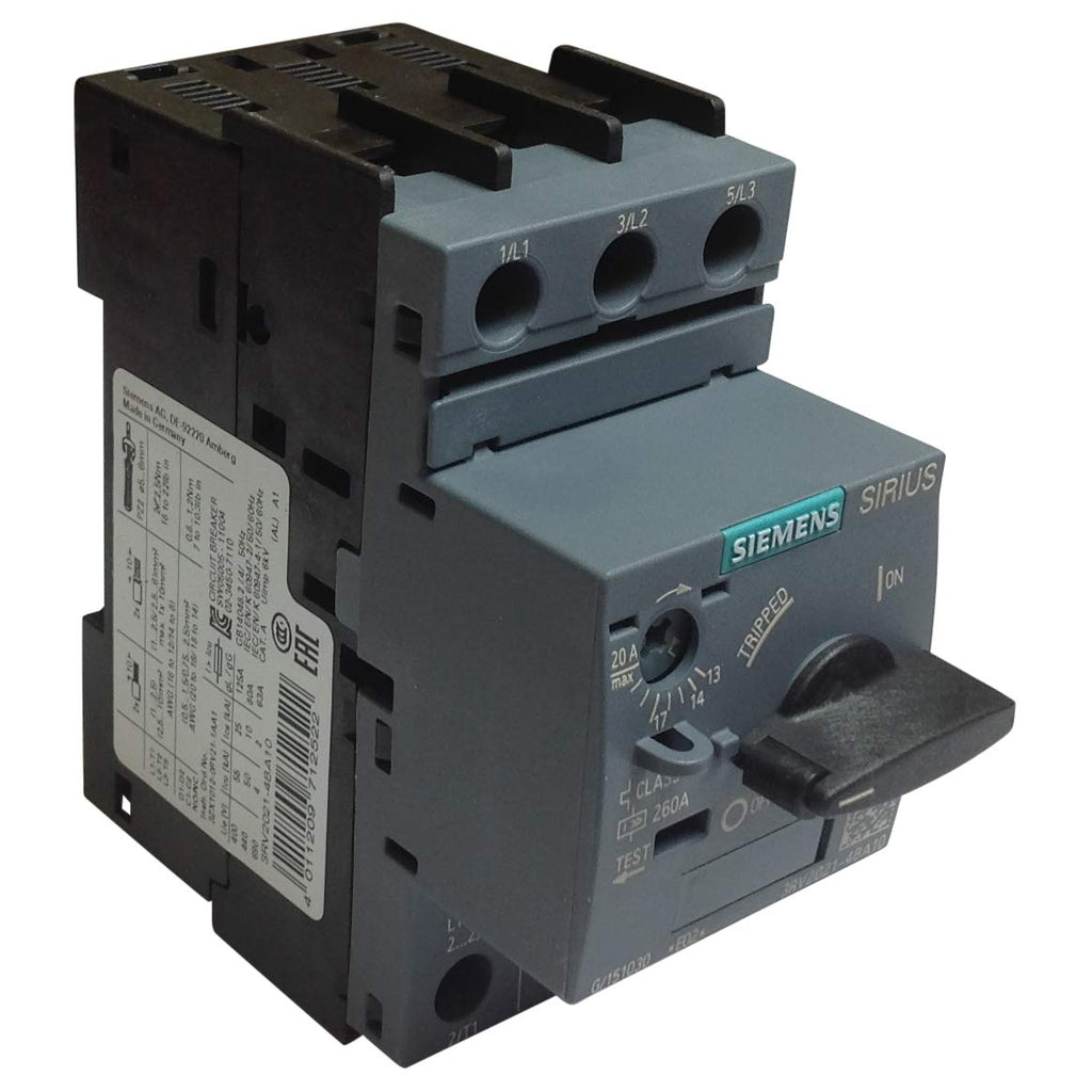 Siemens 3RV20214BA10 3-Pole 1 Or 3-Phase Motor Starter Protector 690 Volt AC 13-20 Amp Sirius