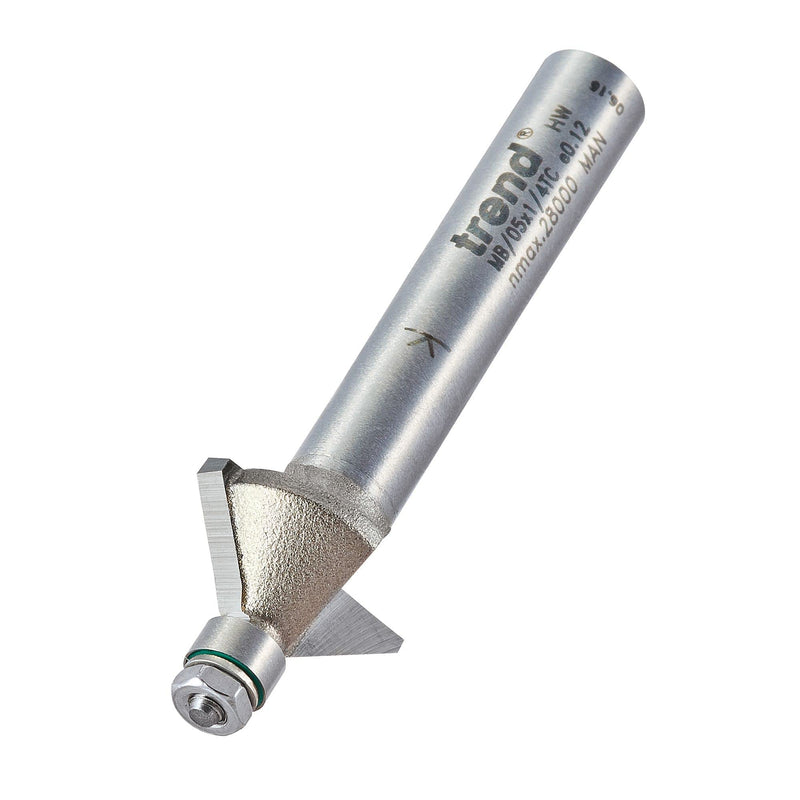 Trend Professional Miniature Chamfer Router Bit 45 Degree, 1/4 Inch Shank, 14.3 mm Cutting Diameter and 6.35 mm Cutting Length, Carbide Tipped MB/05X1/4TC
